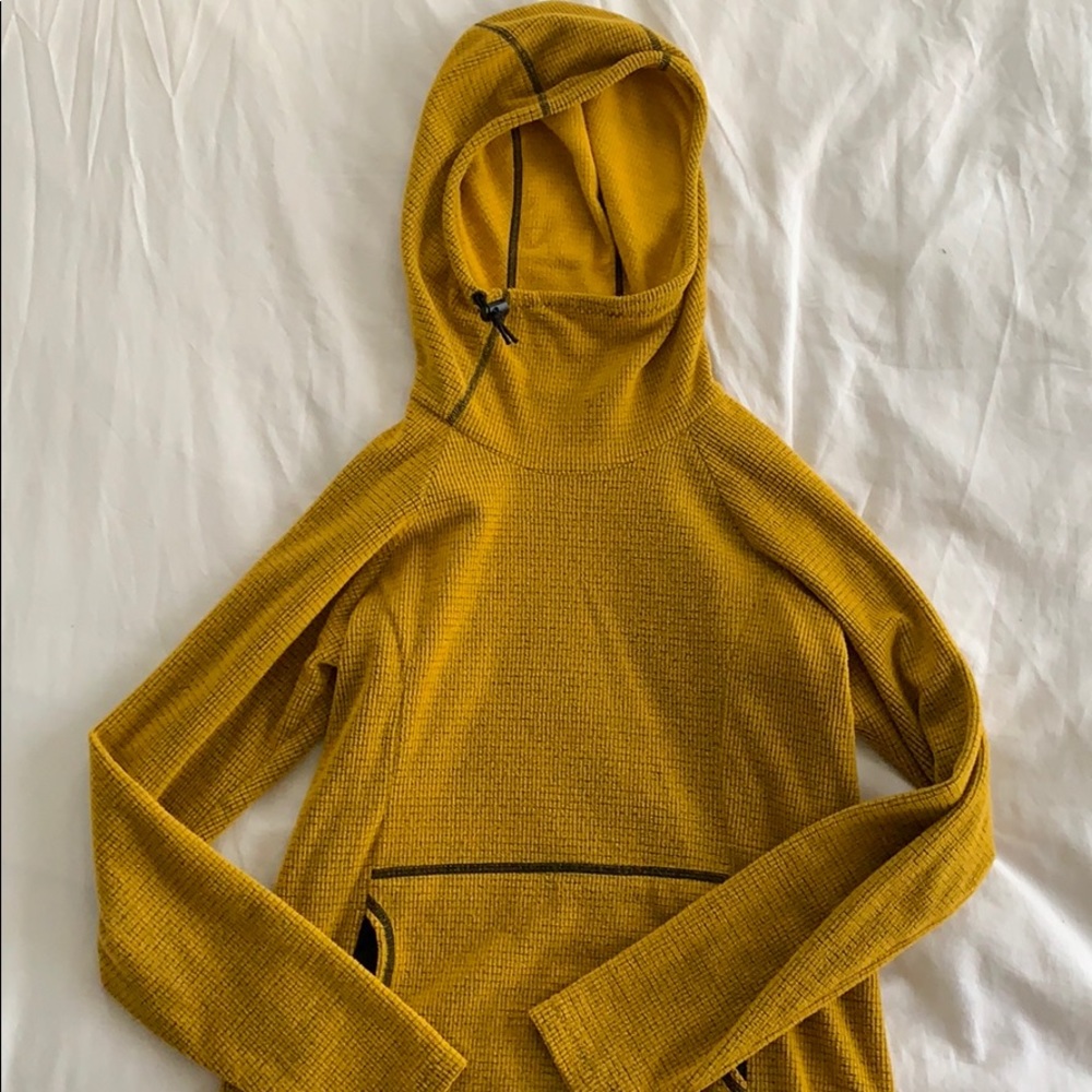 Mustard yellow Melanzana micro grid hoodie